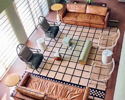 block green walls and burnt sienna floors define FADD studio's ash abode in india