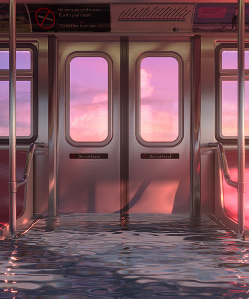 hayden williams envisions a bleak, dystopian 'world underwater' in shimmering, sunlit pink
