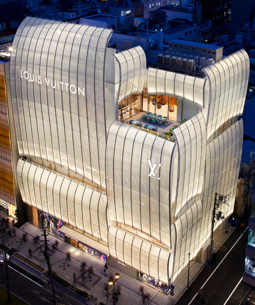 jun aoki designs exterior of &#39;billowing sails&#39; for louis vuitton maison in japan