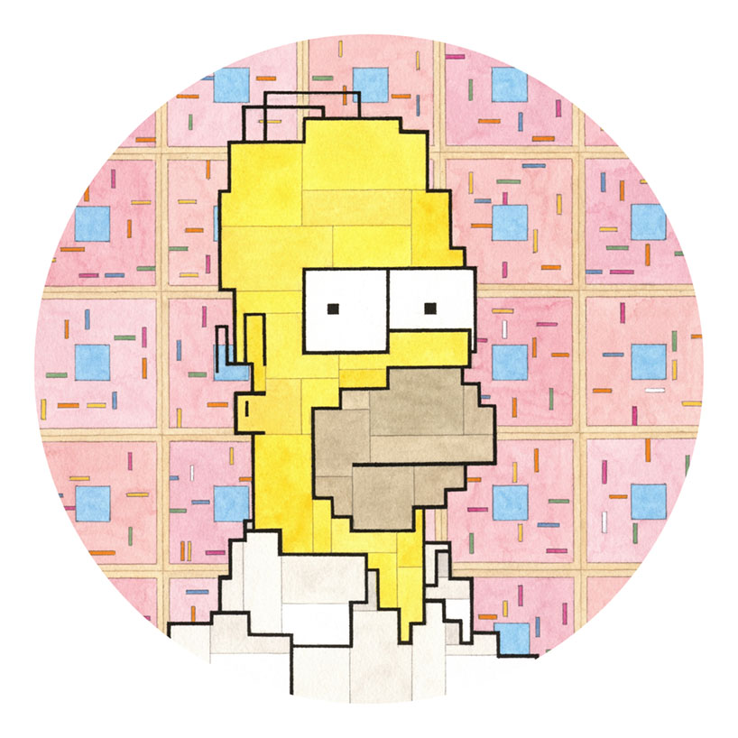 adam lister updates his 8-bit watercolor series with circular, digital editions