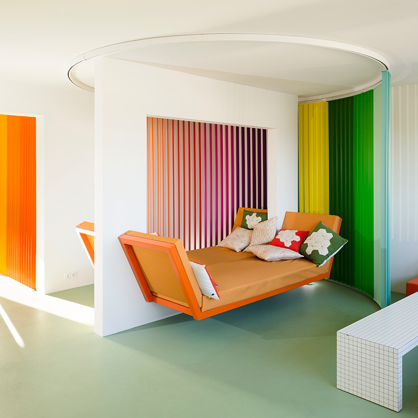 matali crasset turns paris apartment renovation into rainbow-infused space