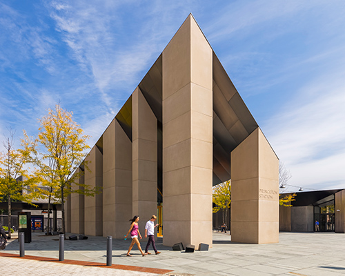 studio rick joy designs princeton university station as an assemblage of slender columns