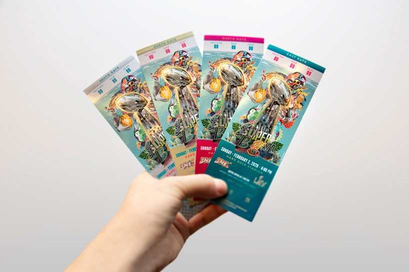 tristan eaton illustrates super bowl tickets for NFL's 100th anniversary