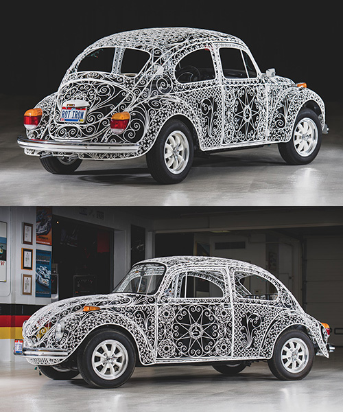 a wrought iron volkswagen by rafael esparza-prieto celebrates the iconic beetle