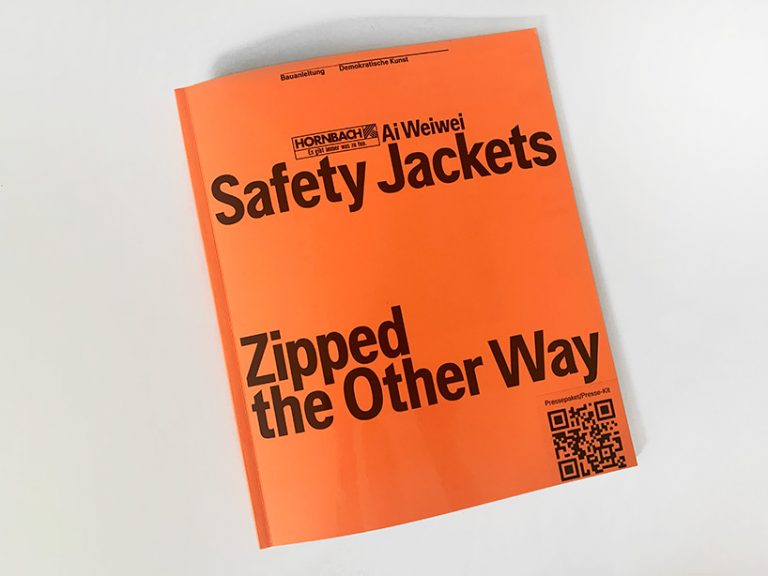 ai weiwei makes DIY sculpture with HORNBACH safety jackets zipped the other way