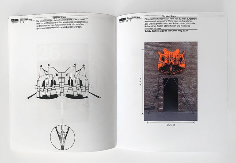 ai weiwei makes DIY sculpture with HORNBACH safety jackets zipped the other way