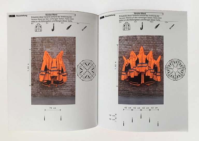 ai weiwei makes DIY sculpture with HORNBACH safety jackets zipped the other way