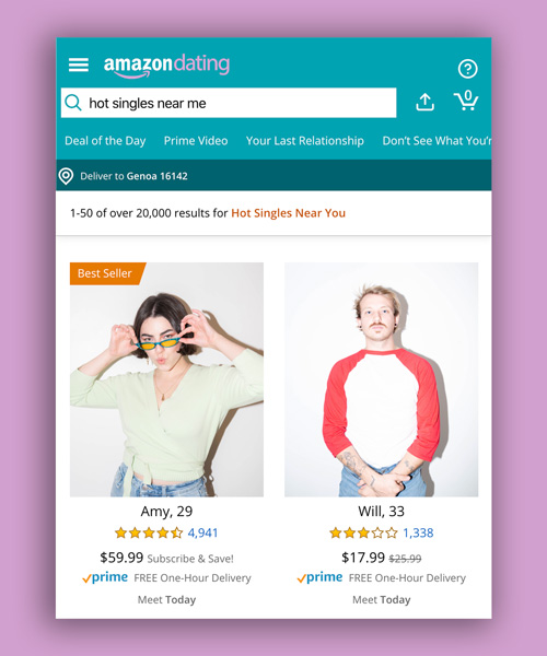 ‘amazon dating’ app imagines a dystopian future of transactional dating