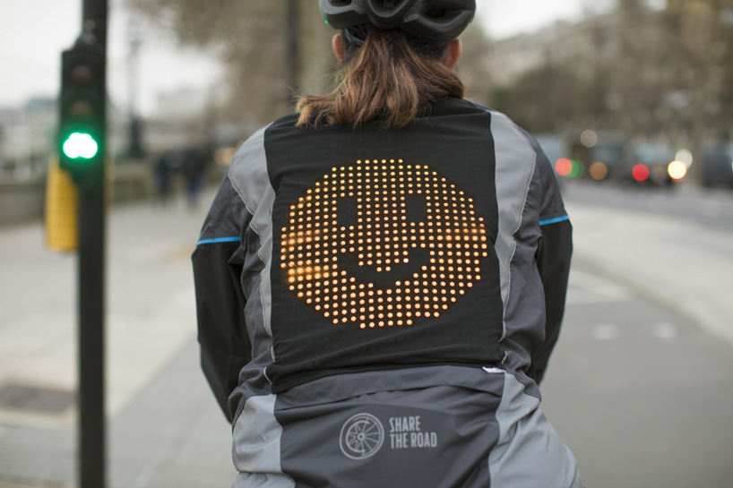ford creates 'emoji jacket' that lets cyclists share their moods with drivers