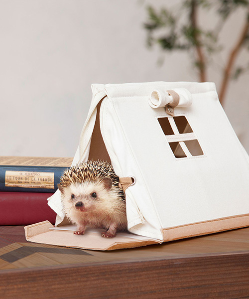 the hedgehog carry house is a portable, tent-shaped home for your spinny pet