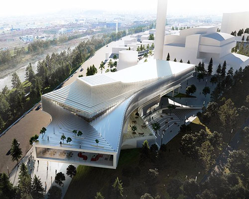 JWA + SNB's library proposal for gwangju is designed as a stacked pile of books
