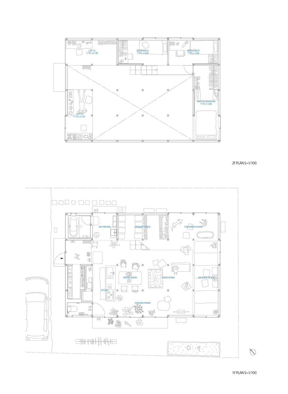japanese wooden house by naoya kitamura is built around a central double-height space