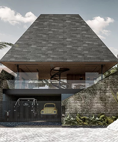 k-thengono references an indonesian rice barn to design elevated residence