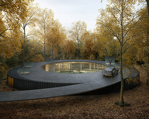 marchi architects' woodhouse 2.0 coils through the forests of long island, new york