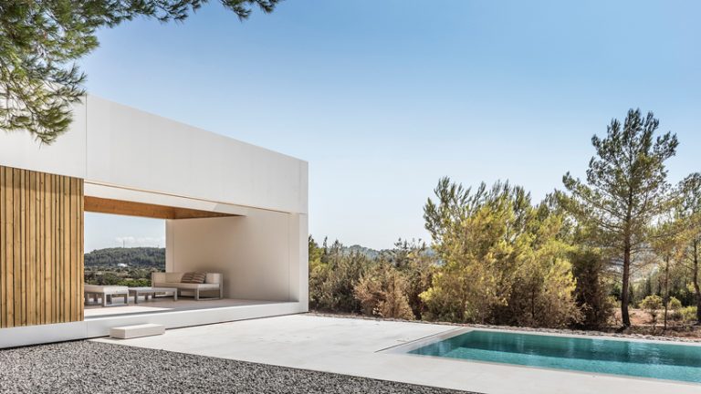 marià castelló's dwelling 'ca l'amo' overlooks terraced landscape of ibiza