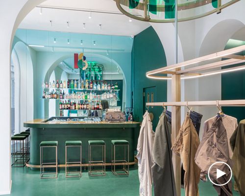 visual display combines a concept clothing store with a stylish cocktail bar in milan