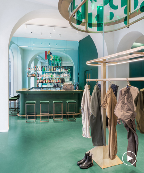 visual display combines a concept clothing store with a stylish cocktail bar in milan