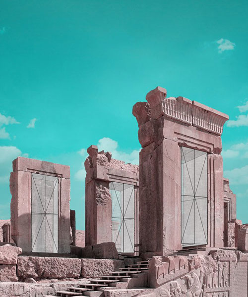 mohammad hassan forouzanfar adds contemporary frames to ancient iranian ruins