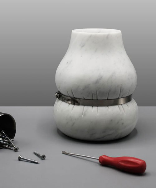 moreno ratti turns marble into soft curvy vases in latest collection