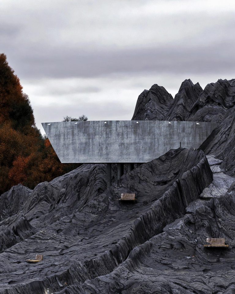 reza mohtashami integrates the sweeping 'concrete house' into the cliffside