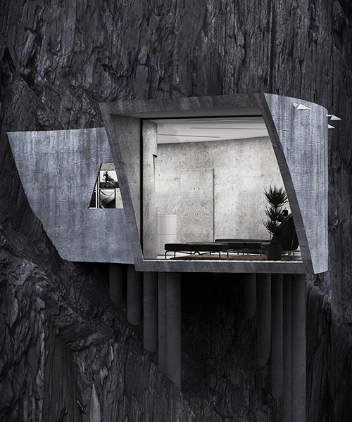 iranian designer reza mohtashami envisions the sweeping 'concrete house' as a feature of the landscape