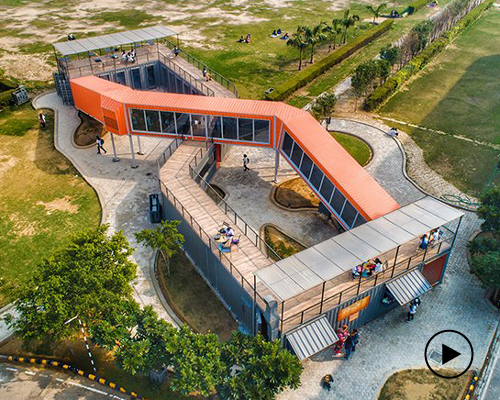RJDL builds cafe infinity from recycled shipping containers in india
