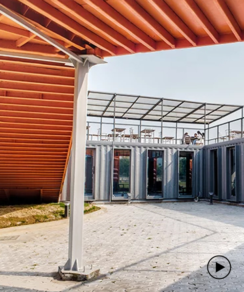 RJDL builds cafe infinity from recycled shipping containers in india