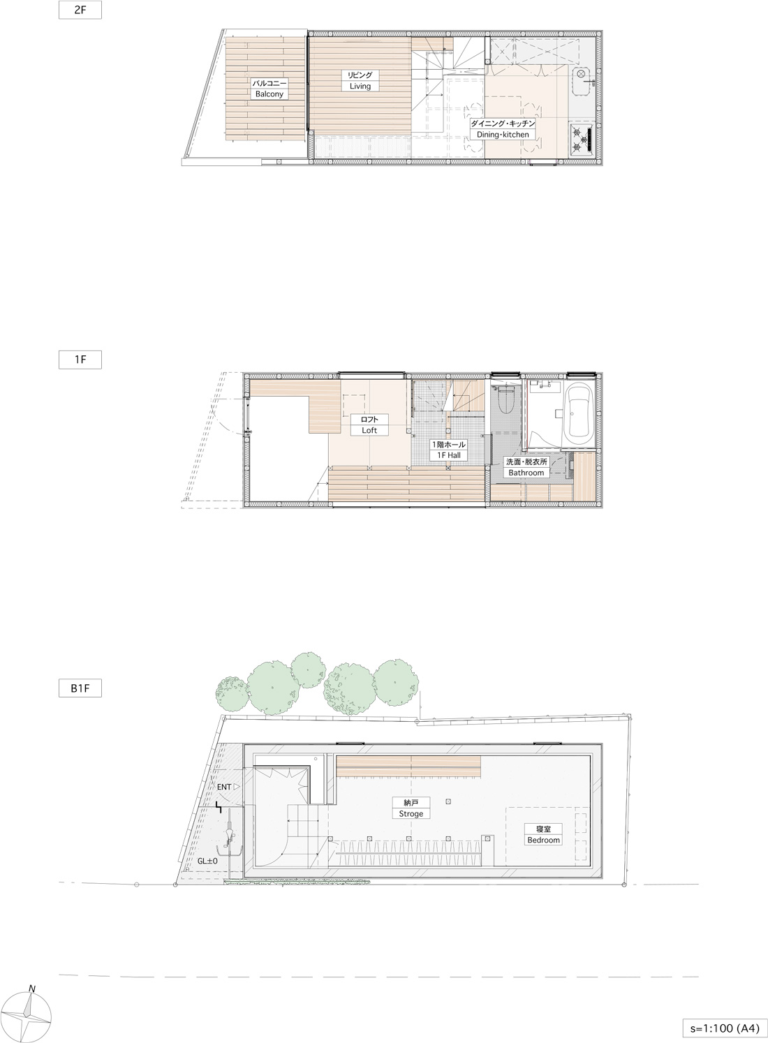 sinato builds three-story wooden house in tokyo as intricate single room