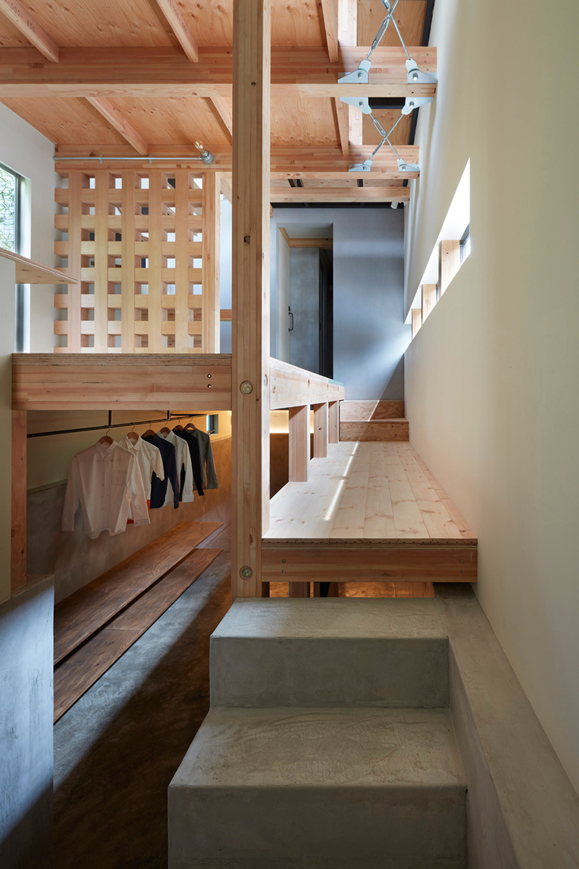 sinato builds three-story wooden house in tokyo as intricate single room