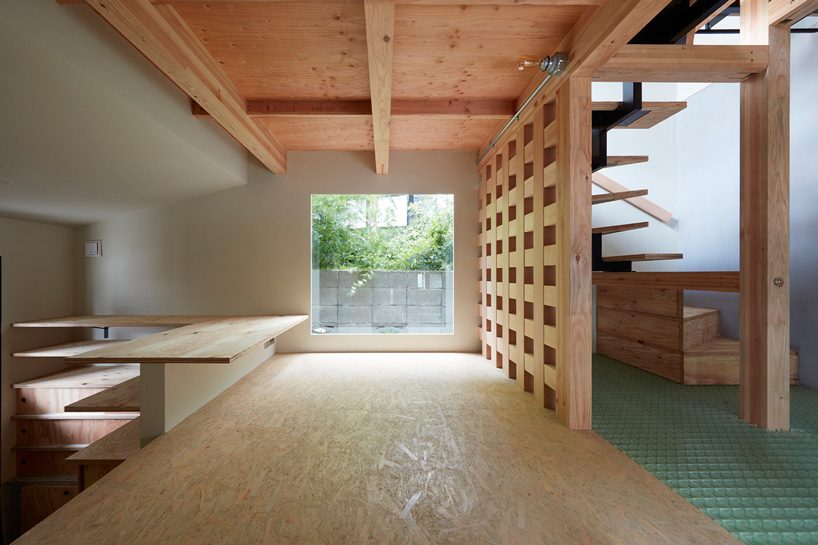 sinato builds three-story wooden house in tokyo as intricate single room