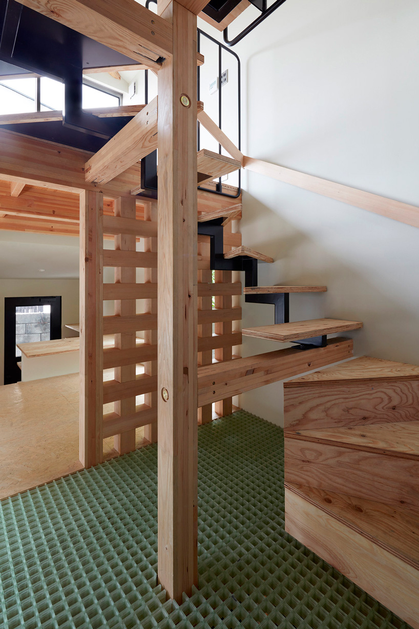 sinato builds three-story wooden house in tokyo as intricate single room