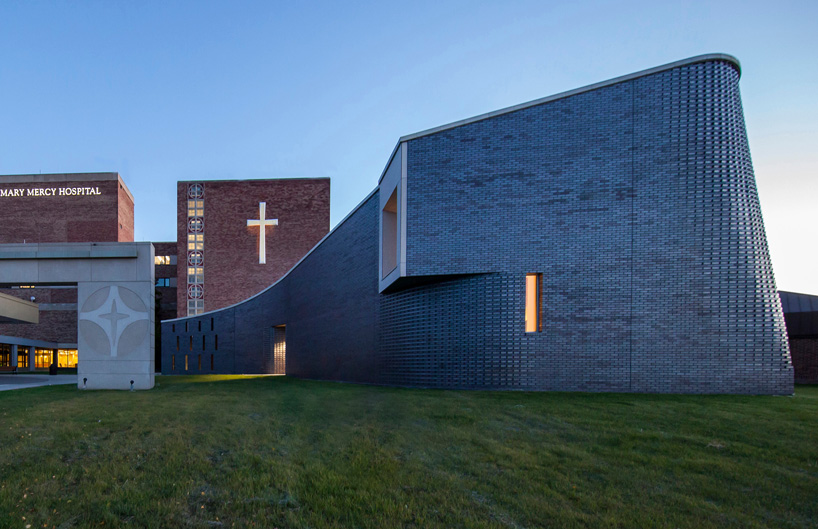  PLY+ wraps st mary chapel in a curved brick shell with a woven pattern in the US