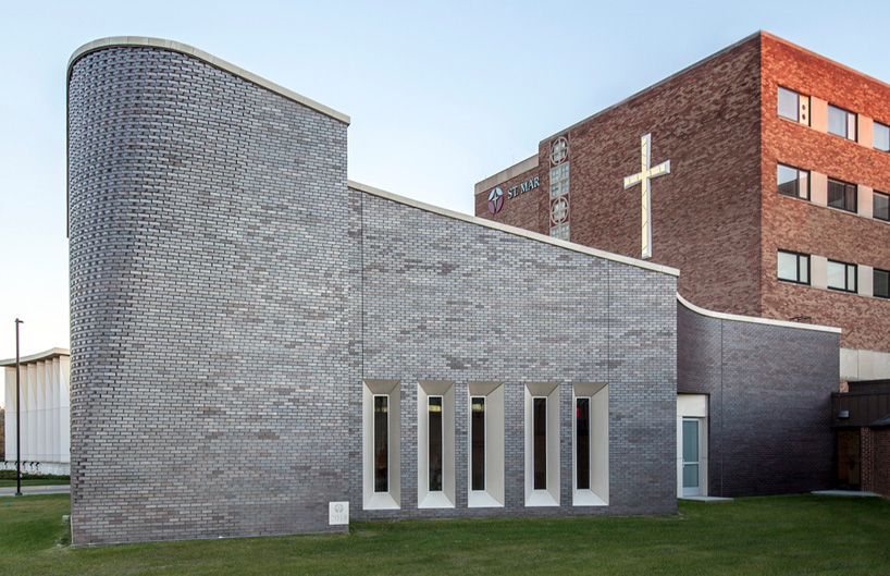  PLY+ wraps st mary chapel in a curved brick shell with a woven pattern in the US