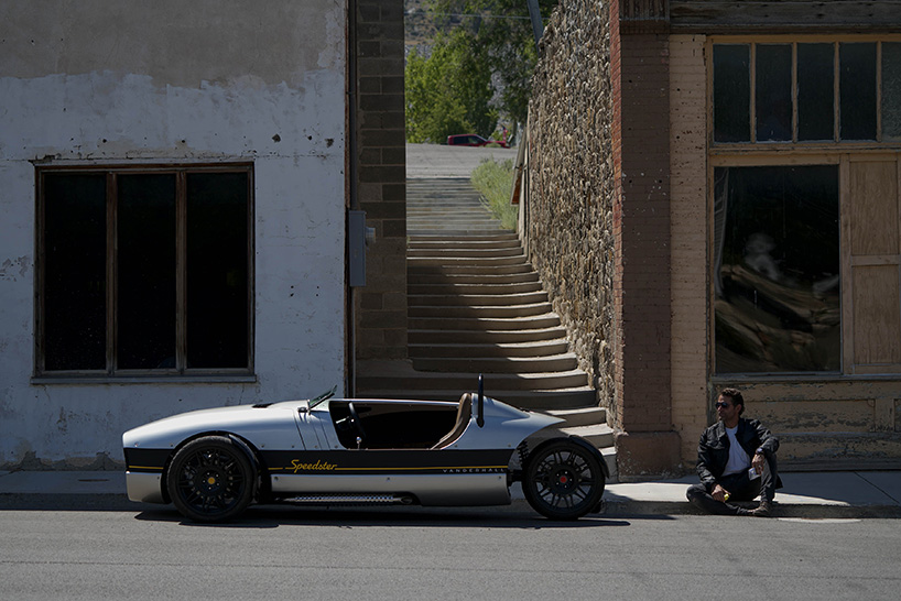 the vanderhall venice GT is a half car, half motorcycle nostalgic roadster