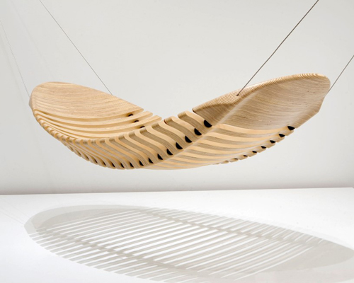 adam cornish designs wooden hammock that mimics the human spine