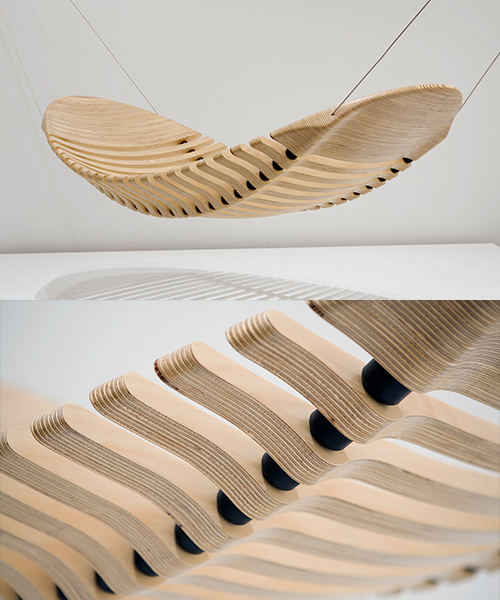 adam cornish designs wooden hammock that mimics the human spine