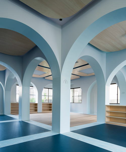 atelier satoshi takijiri creates arched interior for 'joyo parc' children's space in japan