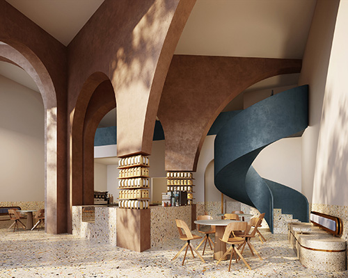 AZAZ architects adds massive overreaching arches to coffee shop in saudi arabia
