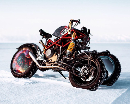 the balamutti yondu is a supercharged three-wheeler designed for ice racing