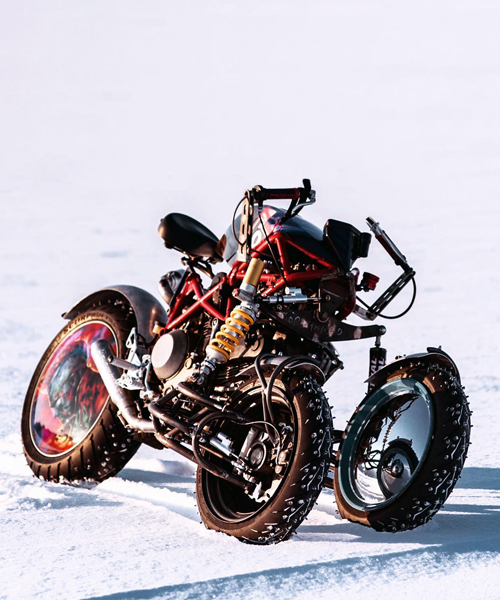 the balamutti yondu is a supercharged three-wheeler designed for ice racing