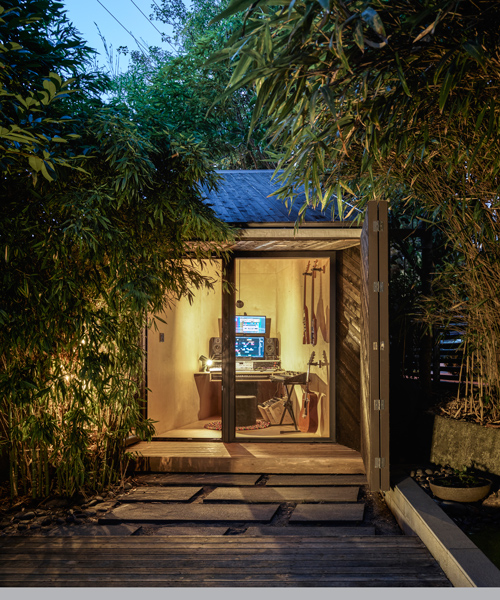 campos studio fits a tiny 'music shed' studio within a garden site