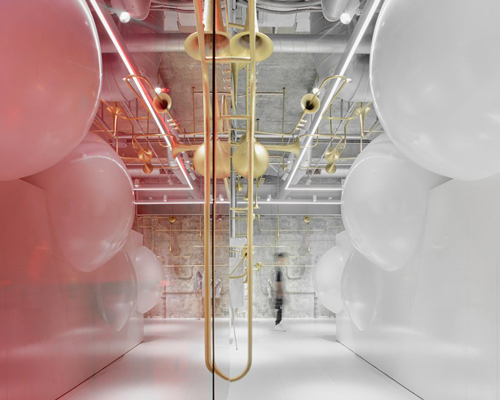 colored acrylic and metallic finishes adorn yebin design's retail space in shenzhen