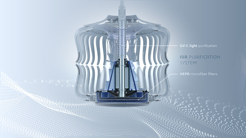 dassault systemes exemplifies eco-design with e-flow air purifier-plus-chandelier