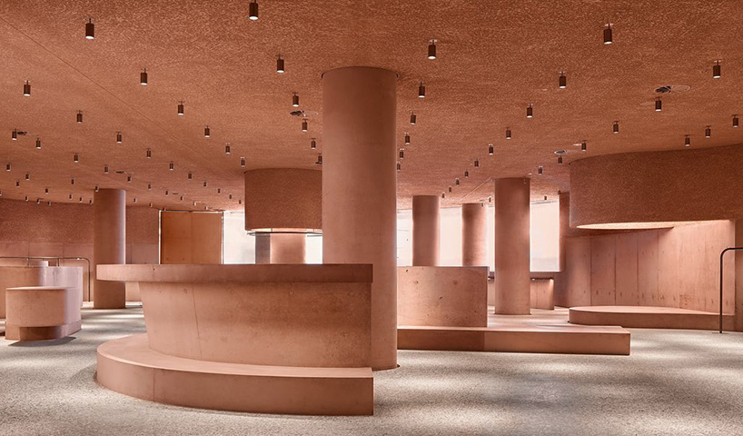 david adjaye adds pink concrete retail environment to LA's beverly