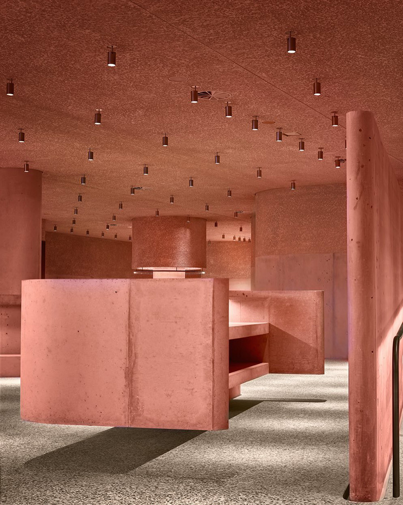 david adjaye adds pink concrete retail environment to LA's beverly