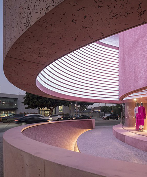 david adjaye adds pink concrete retail environment to LA's beverly center