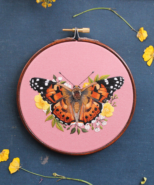 delicately embroidered butterflies and other wildlife by emillie ferris
