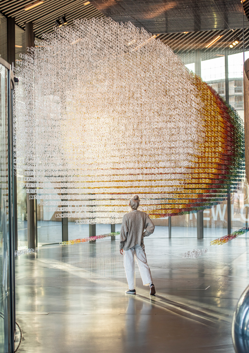 emmanuelle moureaux uses 168,000 colorful numbers for 'slices of time' in london