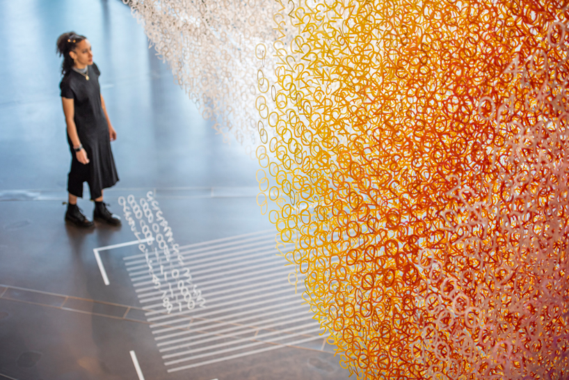 emmanuelle moureaux uses 168,000 colorful numbers for 'slices of time' in london