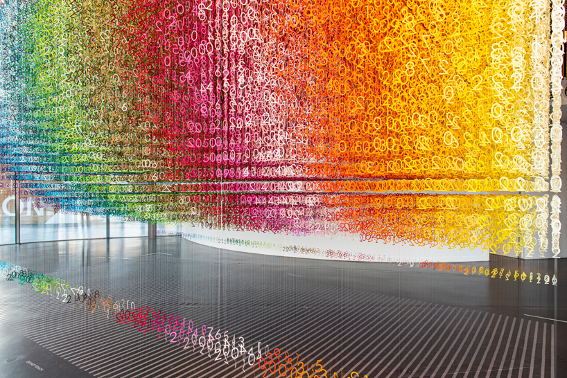 emmanuelle moureaux uses 168,000 colorful numbers for 'slices of time' in london